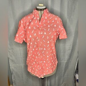 Men's Coral Sailboat Print Shirt